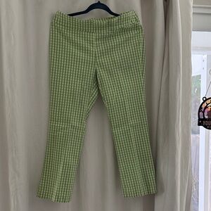 J. McLaughlin Green Gingham Cropped Pants